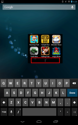 Nexus 7 Desktop, Touch Folder to Rename